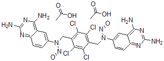 CAS 登录号：100036-74-6， N6,N6'-[(2,3,5,6-四氯-1,4-亚苯基)二(亚甲基)]二[N6-亚硝基-2,4,6-喹唑啉三胺]二乙酸盐