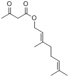 CAS 登录号：10032-00-5， (E)-3,7-二甲基-2,6-辛二烯基乙酰乙酸酯