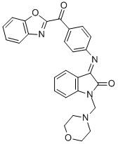 CAS#: 100476-63-9, 1,3-Dihydro-3-((4-(2-Benzoxazoyl)Phenyl)Imino)-1-(4-Morpholinylmethyl)-2H-Indol-2-One