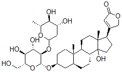 CAS#: 100857-42-9, (3beta,5alpha)-3-((O-(2,6-dideoxy-D-arabino-hexosyl)-D-glucosyl)oxy)-14-hydroxy-Card-20(22)-enolide