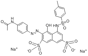 CAS#: 10130-48-0, 3-[2-[4-(Acetylamino)Phenyl]Diazenyl]-4-Hydroxy-5-[[(4-Methylphenyl)Sulfonyl]Amino]-2,7-Naphthalenedisulfonic Acid Sodium Salt (1:2)