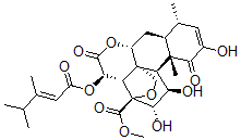 CAS#: 101910-72-9, (11beta,12alpha,15beta(E))-15-((3,4-Dimethyl-1-Oxo-2-Pentenyl)Oxy)-13,20-Epoxy-2,11,12-Trihydroxy-1,16-Dioxo-Picras-2-En-21-Oic Acid Methyl Ester