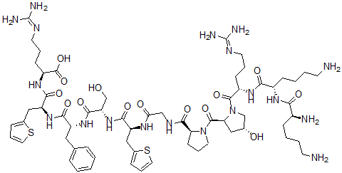 CAS#: 103412-37-9, L-Lysyl-L-lysyl-L-arginyl-(4R)-4-hydroxy-L-prolyl-L-prolylglycyl-3-(2-thienyl)-L-alanyl-L-seryl-D-phenylalanyl-3-(2-thienyl)-L-alanyl-L-Arginine