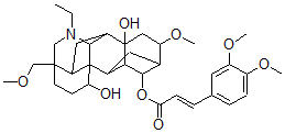 CAS#: 103956-41-8, (1alpha,14alpha(E),16beta)-20-Ethyl-16-Methoxy-4-(Methoxymethyl)-Aconitane-1,8,14-Triol 14-(3-(3,4-Dimethoxyphenyl)-2-Propenoate)