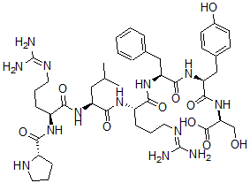 CAS 登录号：104186-26-7， N-[N-[N-[N2-[N-(N2-L-脯氨酰-L-精氨酰)-L-亮氨酰]-L-精氨酰]-L-苯丙氨酰]-L-酪氨酰]-L-丝氨酸