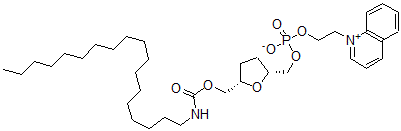 CAS 登录号：104786-62-1， [(2R,5S)-5-(十八烷基氨基甲酰氧基甲基)四氢呋喃-2-基]甲基2-喹啉-1-鎓-1-基乙基磷酸酯