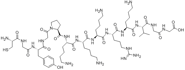CAS 登录号:104914-40-1, L-半胱氨酰甘氨酰-L-酪氨酰甘氨酰-L-脯氨酰-L-赖氨酰-L-赖氨酰-L-赖氨酰-L-精氨酰-L-赖氨酰-L-缬氨酰甘氨酰-甘氨酸