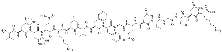 CAS 登录号：107015-83-8， L-缬氨酰-L-组氨酰-L-组氨酰-L-谷氨酰胺酰-L-赖氨酰-L-亮氨酰-L-缬氨酰-L-苯丙氨酰-L-苯丙氨酰-L-丙氨酰-L-alpha-谷氨酰-L-alpha-天冬氨酰-L-缬氨酰甘氨酰-L-丝氨酰-L-天冬氨酰胺酰-L-赖氨酸
