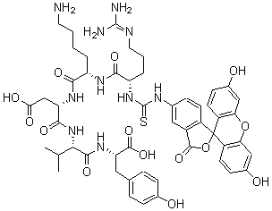 CAS 登录号：107865-24-7， N-[N-[N-[N2-[N2-[[(3',6'-二羟基-3-氧代螺[异苯并呋喃-1(3H),9'-[9H]氧杂蒽]-5-基)氨基]硫代甲酰]-L-精氨酰]-L-赖氨酰]-L-alpha-天冬氨酰]-L-缬氨酰]-L-酪氨酸