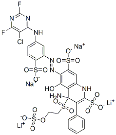 CAS 登录号：108624-00-6， (3Z)-5-氨基-3-[[5-[(5-氯-2,6-二氟嘧啶-4-基)氨基]-2-磺酸苯基]亚肼基]-4-氧代-6-[4-(2-磺酸氧基乙基磺酰基)苯基]偶氮萘-2,7-二磺酸二锂二钠盐