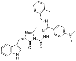 CAS#: 109901-88-4, (4E)-N-[C-(4-Dimethylaminophenyl)-N-[(2-Methylphenyl)Amino]Carbonimidoyl]Imino-4-(1H-Indol-3-Ylmethylidene)-2-Methyl-5-Oxoimidazole-1-Carbothioamide