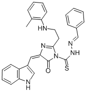 CAS#: 109911-97-9, (4E)-4-(1H-Indol-3-Ylmethylidene)-2-[2-[(2-Methylphenyl)Amino]Ethyl]-5-Oxo-N-(Phenylmethylideneamino)Imidazole-1-Carbothioamide