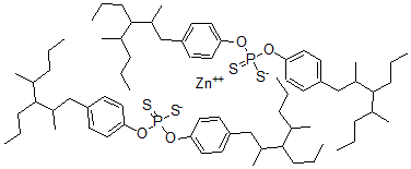 CAS 登录号：11059-65-7， 二[4-(2,4-二甲基-3-丙基庚基)苯氧基]-硫代-硫代膦烷锌