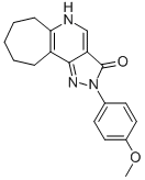 CAS#: 111205-55-1, 5,6,7,8,9,10-Hexahydro-2-(4-Methoxyphenyl)-Cyclohepta(b)Pyrazolo(3,4-d)Pyridin-3(2H)-One