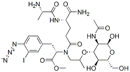 CAS#: 111364-35-3, Methyl (2S)-2-[[(2R)-2-[[(2S)-2-[2-[(2S,3R,4R,5S,6R)-3-Acetamido-2,5-Dihydroxy-6-(Hydroxymethyl)Oxan-4-Yl]Oxypropanoylamino]Propanoyl]Amino]-5-Amino-5-Oxopentanoyl]Amino]-3-(4-Azido-3-Iodophenyl)Propanoate