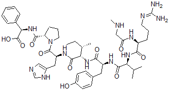 CAS 登录号：111821-46-6， 1-(N-甲基甘氨酸)-5-L-异亮氨酸-8-(D-2-苯基甘氨酸)血管紧张素 II