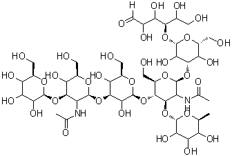CAS#: 115236-58-3, 6-Deoxy-alpha-L-Glycero-Hexopyranosyl-(1->3)-[beta-D-Glycero-Hexopyranosyl-(1->3)-2-Acetamido-2-Deoxy-beta-D-Threo-Hexopyranosyl-(1->3)-beta-D-Threo-Hexopyranosyl-(1->4)]-(2xi)-2-Acetamido-2-Deoxy-Bet A-D-Arabino-Hexopyranosyl-(1->3)-beta-D-Threo-Hexopyranosyl-(1->4)-D-Glycero-Hexose