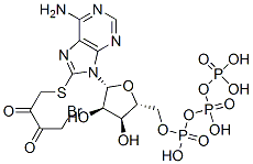 CAS#: 115678-79-0, [(2R,3S,4R,5R)-5-[6-Amino-8-(4-Bromo-2,3-Dioxobutyl)Sulfanylpurin-9-Yl]-3,4-Dihydroxyoxolan-2-Yl]Methyl (Hydroxy-Phosphonooxyphosphoryl) Hydrogen Phosphate