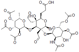 CAS#: 115921-25-0, 3-[(2R,3S,4S,5R,6S)-5-[(2R,3R,4R,5S,6R)-3-acetamido-5-acetyloxy-6-(acetyloxymethyl)-4-hydroxy-oxan-2-yl]oxy-6-bromo-3-hydroxy-3,5-bis(2-oxoethyl)-4-[(2S,3S,4R,5R,6S)-3,4,5-triacetyloxy-6-methyl-oxan-2-yl]oxy-oxan-2-yl]propanoic acid