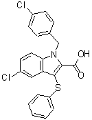 CAS#: 118414-59-8, 5-Chloro-1-(4-Chlorobenzyl)-3-(Phenylsulfanyl)-1H-Indole-2-Carboxylic Acid
