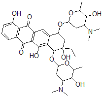 CAS#: 119445-99-7, 7,10-Bis[(4-Dimethylamino-5-Hydroxy-6-Methyloxan-2-Yl)Oxy]-9-Ethyl-4,9,11-Trihydroxy-8,10-Dihydro-7H-Tetracene-5,12-Dione