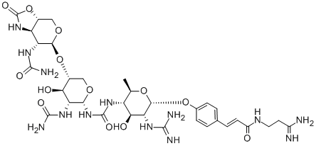 CAS#: 121634-34-2, (E)-N-(3-Amino-3-Iminopropyl)-3-[4-[5-[[3-(Carbamoylamino)-5-[[7-(Carbamoylamino)-2-Oxo-1,3A,5,6,7,7alpha-Hexahydropyrano[5,6-d][1,3]Oxazol-6-Yl]Oxy]-4-Hydroxyoxan-2-Yl]Carbamoylamino]-3-(Diaminomethylideneamino)-4-Hydroxy-6-Methyloxan-2-Yl]Oxyphenyl]Prop-2-Enamide