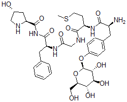 CAS 登录号：121807-03-2， 蛋氨酰(2)-羟基脯氨酰(5)吡喃葡萄糖基-脑啡肽酰胺