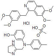 CAS#: 122087-31-4, 3-(((4,5-Dihydro-1H-imidazol-2-yl)methyl)(4-methylphenyl)amino)phenol monomethanesulfonate (salt), mixt. with 1-((3,4-dimethoxyphenyl)methyl)-6,7-dimethoxyisoquinoline hydrochloride