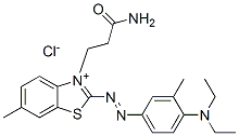 CAS 登录号：12221-39-5， 3-(3-氨基-3-氧代丙基)-2-[[4-(二乙基氨基)-M-甲苯基]偶氮]-6-甲基苯并噻唑鎓氯化物