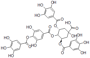 CAS#: 123134-19-0, (3R,5R)-4-[3,5-Dihydroxy-4-(3,4,5-Trihydroxybenzoyl)Oxybenzoyl]Oxy-1-Hydroxy-3,5-Bis[(3,4,5-Trihydroxybenzoyl)Oxy]Cyclohexane-1-Carboxylic Acid