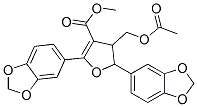 CAS 登录号:123400-68-0, 4-(乙酰氧基甲基)-2,5-二(1,3-苯并二氧戊环-5-基)-4,5-二氢呋喃-3-羧酸甲酯
