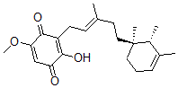 CAS 登录号：124596-50-5， 2-羟基-5-甲氧基-3-[(E)-3-甲基-5-[(1R,2S)-1,2,3-三甲基-1-环己-3-烯基]戊-2-烯基]环己-2,5-二烯-1,4-二酮