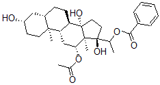 CAS 登录号：125472-06-2， 3,14,17-三羟基-12-O-乙酰基-20-O-苯甲酰基孕甾烷