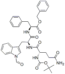 CAS 登录号：126088-82-2， 苯基甲基(2S)-2-[[(2R)-2-[[(2S)-5-氨基-2-[(2-甲基丙烷-2-基)氧基羰基氨基]-5-氧代戊酰]氨基]-3-(1-甲酰基吲哚-3-基)丙酰]氨基]-3-苯丙酸酯