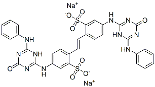 CAS#: 1264-32-0, 2,2'-(1,2-Ethenediyl)Bis[5-[[1,6-Dihydro-6-Oxo-4-(Phenylamino)-1,3,5-Triazin-2-Yl]Amino]-Benzenesulfonic Acid Sodium Salt (1:2)