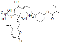 CAS 登录号：126605-70-7， [3-[(1E,3E,9E)-8-(2-氨基乙基)-10-(3-乙基-6-氧代-2,3-二氢吡喃-2-基)-5,8-二羟基-7-膦酰氧基癸-1,3,9-三烯基]环己基]2-甲基丁酸酯