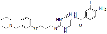 CAS 登录号：126632-01-7， 4-氨基-N-[2-[[N-氰基-N'-[3-[3-(哌啶-1-基甲基)苯氧基]丙基]甲脒基]氨基]乙基]-3-碘苯甲酰胺