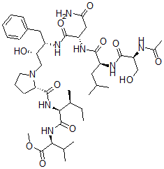 CAS#: 127231-42-9, Methyl 1-{(2S,3S)-3-[(N-acetyl-L-seryl-L-leucyl-L-asparaginyl)amino]-2-hydroxy-4-phenylbutyl}-L-prolyl-L-isoleucyl-L-valinate