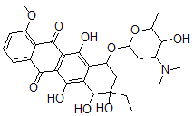 CAS#: 127676-54-4, 7-(4-Dimethylamino-5-Hydroxy-6-Methyloxan-2-Yl)Oxy-9-Ethyl-6,9,10,11-Tetrahydroxy-4-Methoxy-8,10-Dihydro-7H-Tetracene-5,12-Dione
