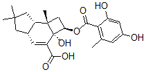 CAS#: 129251-06-5, (2R-(2alpha,2abeta,4aalpha,7aalpha,7bbeta))-2-((2,4-Dihydroxy-6-Methylbenzoyl)Oxy)-2,2a,4a,5,6,7,7a,7b-Octahydro-2a-Hydroxy-6,6,7b-Trimethyl-1H-Cyclobut(E)Indene-3-Carboxylic Acid