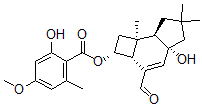 CAS#: 129741-56-6, 2-Hydroxy-4-methoxy-6-methyl-Benzoic acid 3-formyl-2,2a,4a,5,6,7,7a,7b-octahydro-4a-hydroxy-6,6,7b-trimethyl-1H-cyclobut(e)inden-2-yl ester