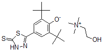 CAS#: 130116-16-4, 2,6-Ditert-Butyl-4-(5-Sulfanylidene-4H-1,3,4-Thiadiazol-2-Yl)Phenolate; 2-Hydroxyethyl-Trimethylazanium