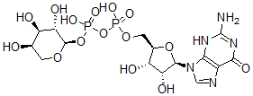 CAS 登录号：130272-39-8， [(2R,3S,4R,5R)-5-(2-氨基-6-氧代-3H-嘌呤-9-基)-3,4-二羟基四氢呋喃-2-基]甲基[羟基-[(2R,3S,4R,5R)-3,4,5-三羟基四氢吡喃-2-基]氧基磷酰]磷酸氢酯