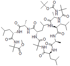 CAS#: 130640-26-5, Butyloxycarbonyl-aminoisobutyryl-alanyl-leucyl-alanyl-leucyl-aminoisobutyryl-leucyl-alanyl-leucyl-aminoisobutyryl methyl ester