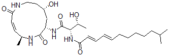 CAS 登录号：130743-08-7， (2E,4E)-N-[(2S,3R)-3-羟基-1-[[(3Z,5S,8S,10S)-10-羟基-5-甲基-2,7-二氧代-1,6-二氮杂环十二碳-3-烯-8-基]氨基]-1-氧代丁烷-2-基]-11-甲基十二碳-2,4-二烯酰胺