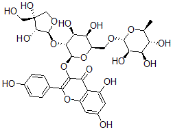 CAS#: 132185-73-0, 3-[(2S,3R,4S,5R,6R)-3-[(2S,3R,4R)-3,4-Dihydroxy-4-(Hydroxymethyl)Oxolan-2-Yl]Oxy-4,5-Dihydroxy-6-[[(2R,3R,4R,5R,6S)-3,4,5-Trihydroxy-6-Methyloxan-2-Yl]Oxymethyl]Oxan-2-Yl]Oxy-5,7-Dihydroxy-2-(4-Hydroxyphenyl)Chromen-4-One
