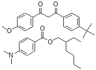CAS 登录号：132316-35-9， 4-(二甲基氨基)-苯甲酸2-乙基己基酯与1-(4-(1,1-二甲基乙基)苯基)-3-(4-甲氧基苯基)-1,3-丙烷二酮混合物