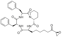 CAS 登录号：133155-89-2， (3S,6S,9S,12R)-9-[6-[(2S)-环氧乙烷-2-基]-6-氧代己基]-3,6-二(苯基甲基)-1,4,7,10-四氮杂双环[10.4.0]十六烷-2,5,8,11-四酮