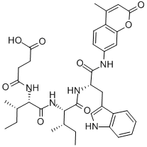 CAS#: 133525-12-9, 4-[[(2S,3S)-1-[[(2S,3S)-1-[[(2S)-3-(1H-Indol-3-Yl)-2-[(4-Methyl-2-Oxochromen-7-Yl)Amino]Propanoyl]Amino]-3-Methyl-1-Oxopentan-2-Yl]Amino]-3-Methyl-1-Oxopentan-2-Yl]Amino]-4-Oxobutanoic Acid