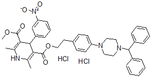 CAS#: 133743-71-2, O3-[2-[4-(4-Benzhydrylpiperazin-1-Yl)Phenyl]Ethyl] O5-Methyl 2,6-Dimethyl-4-(3-Nitrophenyl)-1,4-Dihydropyridine-3,5-Dicarboxylate Dihydrochloride